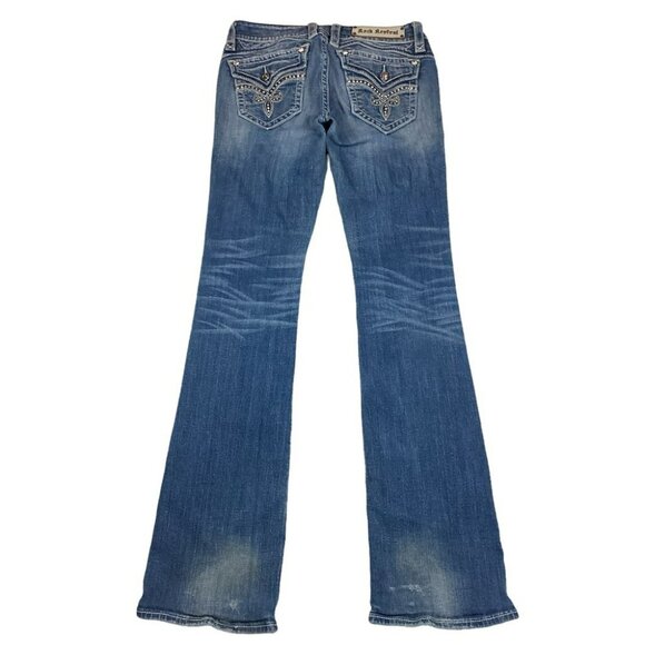 Rock Revival Jasmine Boot Cut Denim Jeans With Bling Pocket Embellishments - Picture 6 of 13